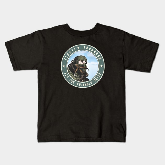 Fighter Squadron Green Kids T-Shirt by ranxerox79
